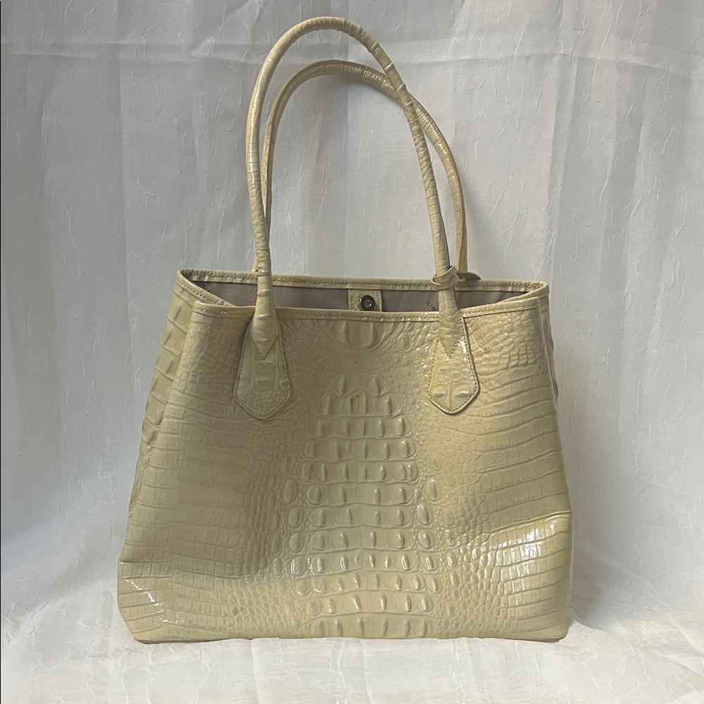 Brahmin Cream Crocodile-Embossed Tote